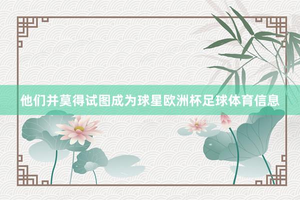 他们并莫得试图成为球星欧洲杯足球体育信息