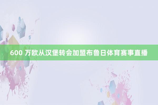 600 万欧从汉堡转会加盟布鲁日体育赛事直播