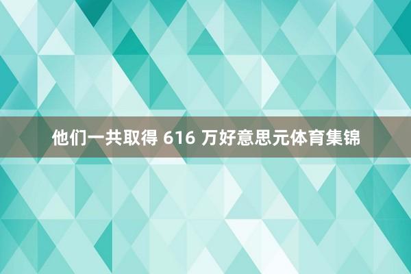他们一共取得 616 万好意思元体育集锦