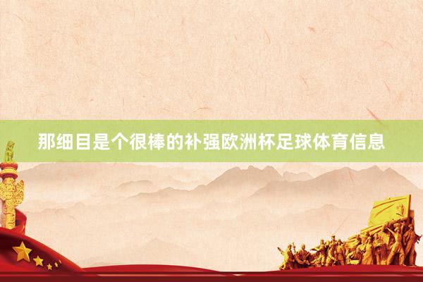 那细目是个很棒的补强欧洲杯足球体育信息