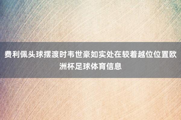 费利佩头球摆渡时韦世豪如实处在较着越位位置欧洲杯足球体育信息