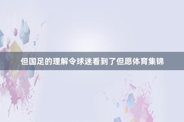 但国足的理解令球迷看到了但愿体育集锦