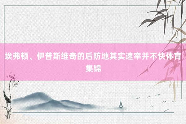 埃弗顿、伊普斯维奇的后防地其实速率并不快体育集锦