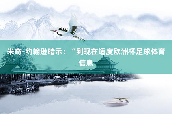 米奇-约翰逊暗示：“到现在适度欧洲杯足球体育信息