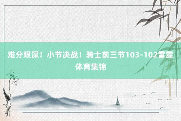 难分艰深！小节决战！骑士前三节103-102雷霆体育集锦