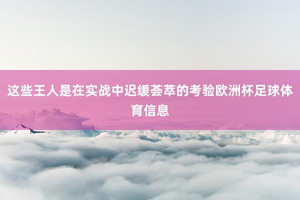 这些王人是在实战中迟缓荟萃的考验欧洲杯足球体育信息
