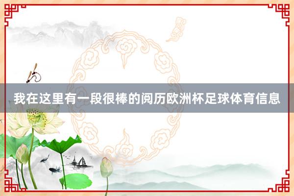 我在这里有一段很棒的阅历欧洲杯足球体育信息