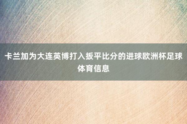 卡兰加为大连英博打入扳平比分的进球欧洲杯足球体育信息