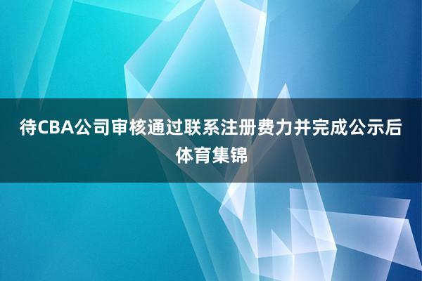 待CBA公司审核通过联系注册费力并完成公示后体育集锦