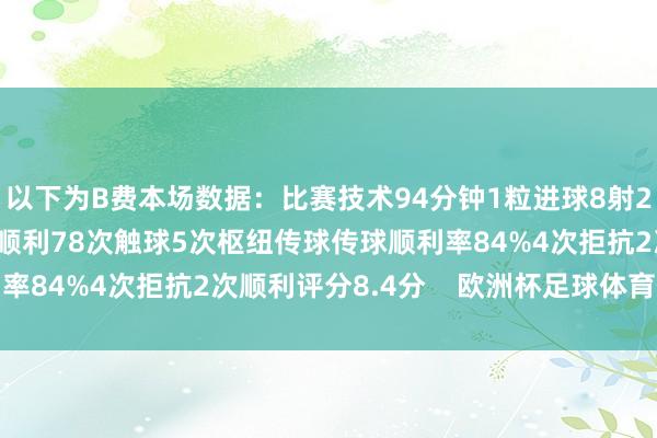 以下为B费本场数据：比赛技术94分钟1粒进球8射2正2次过东说念主1次顺利78次触球5次枢纽传球传球顺利率84%4次拒抗2次顺利评分8.4分    欧洲杯足球体育信息