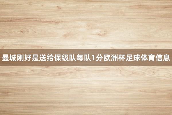 曼城刚好是送给保级队每队1分欧洲杯足球体育信息