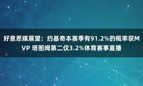 好意思媒展望：约基奇本赛季有91.2%的概率获MVP 塔图姆第二仅3.2%体育赛事直播